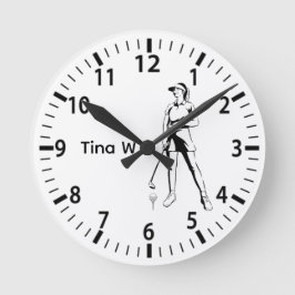 Reloj Redondo Mediano Lady Golfer Nombre personalizado