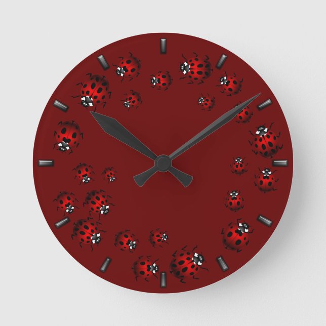 Reloj Redondo Mediano Ladybug Clock Cute Ladybug Ladybird Bug Wall Clock (Anverso)