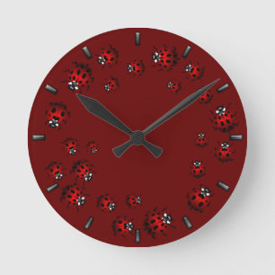 Reloj Redondo Mediano Ladybug Clock Cute Ladybug Ladybird Bug Wall Clock