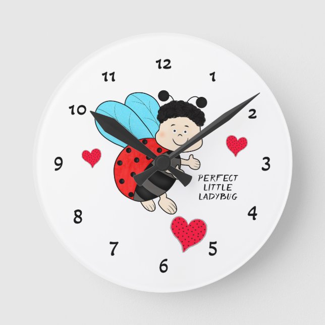 Reloj Redondo Mediano Ladybug con corazón (Anverso)