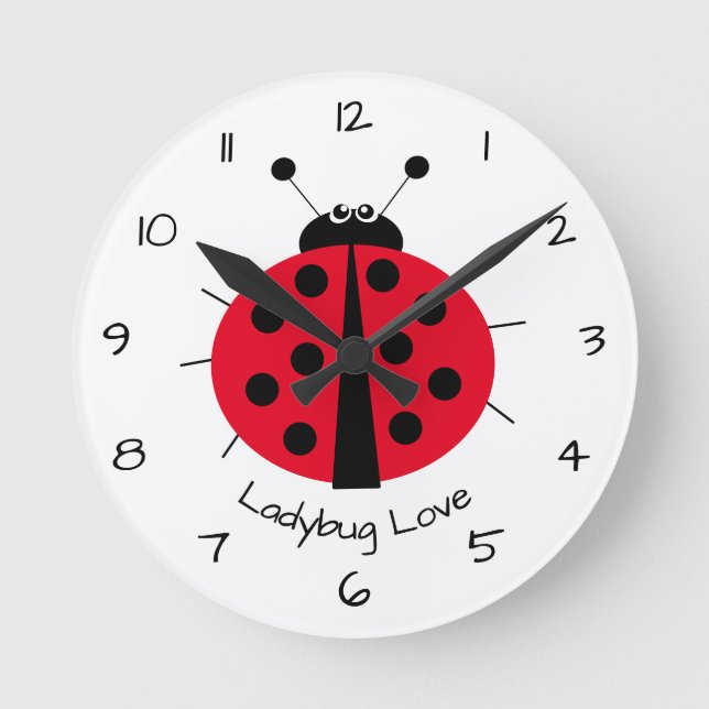 Reloj Redondo Mediano Ladybug Love Girly Fun Cuestionado Personalizado R (Anverso)