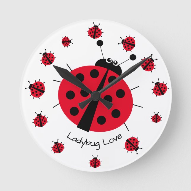 Reloj Redondo Mediano Ladybug Love Girly Fun Cute Personalizado (Anverso)