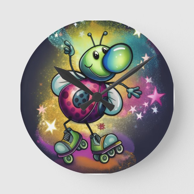 Reloj Redondo Mediano Ladybug Roller Disco Wall Clock (Anverso)
