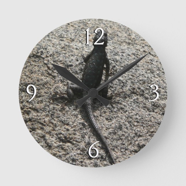 Reloj Redondo Mediano Lagarto Negro (Anverso)