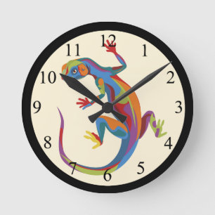 Reloj Redondo Mediano Lagarto pintado