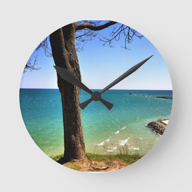 Reloj Redondo Mediano Lago Michigan, Port Washington, WI (Anverso)