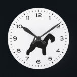 Reloj Redondo Mediano Lakeland Terrier Dog Rama Silhouette<br><div class="desc">Un divertido reloj de pared de Lakeland Terrier para la casa o la oficina. Hace un regalo original para los amantes del Lakie. Echa un vistazo al Doodle World de Jenn para ver más relojes decorativos y decoración de casa con temática de raza de perro.</div>