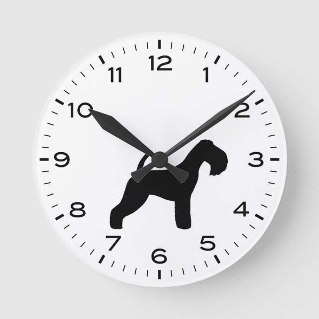 Reloj Redondo Mediano Lakeland Terrier Dog Rama Silhouette (Anverso)
