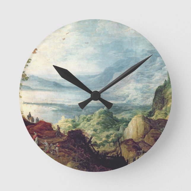 Reloj Redondo Mediano Landscape with Sea and Mountains (oil on canvas) (Anverso)