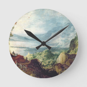 Reloj Redondo Mediano Landscape with Sea and Mountains (oil on canvas)