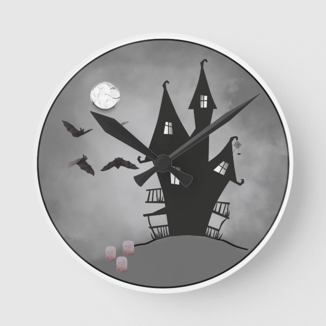 Reloj Redondo Mediano lápidas de los murciélagos de casa (Anverso)