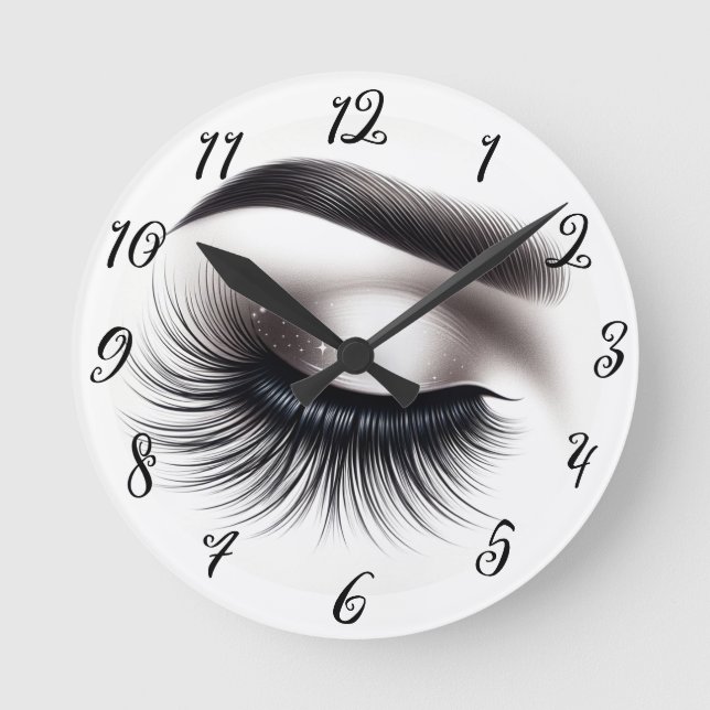 Reloj Redondo Mediano Larga Wispy Eyelashes Largos Extensiones Belleza (Anverso)