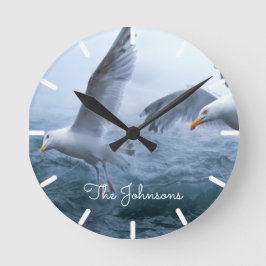 Reloj Redondo Mediano Las gaviotas vuelan sobre el mar
