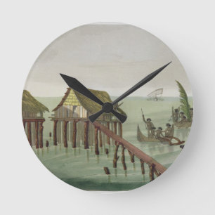 Reloj Redondo Mediano Las habitaciones de la tribu de Papu, Rawak,