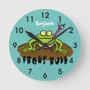 Reloj Redondo Mediano Las ranas gobiernan personalizado de rana verde di