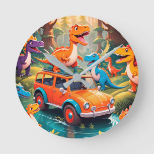 Reloj Redondo Mediano Las vacaciones familiares de los Velociraptors