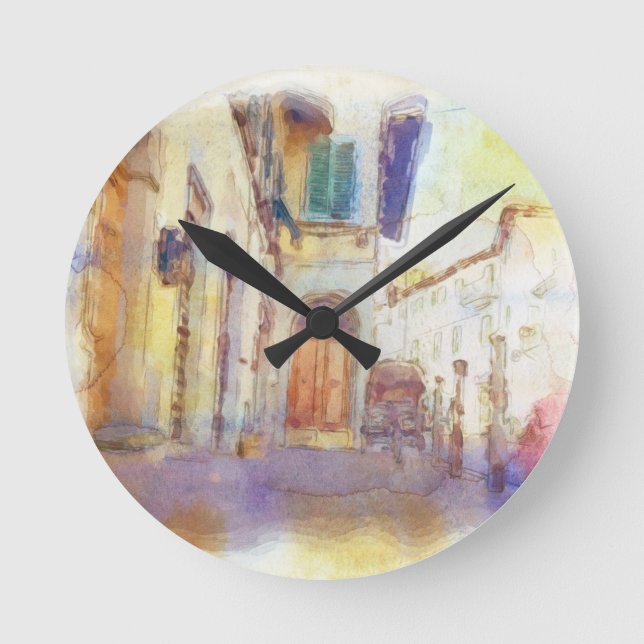 Reloj Redondo Mediano Las vistas de Florencia hicieron en acuarela (Anverso)