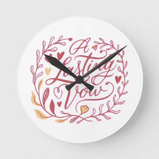 Reloj Redondo Mediano Lasting Vow Romantic Love Quote Valentines (Anverso)