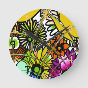 Reloj Redondo Mediano Latest colorful amazing floral pattern design art.