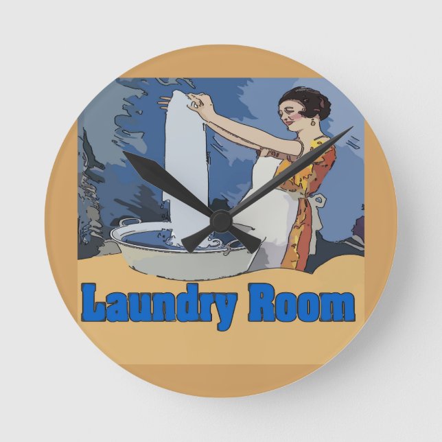 Reloj Redondo Mediano Laundry Room Clock (Anverso)