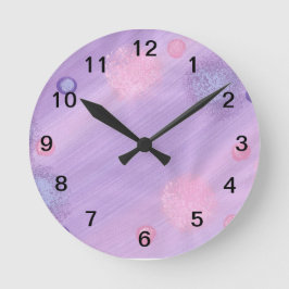 Reloj Redondo Mediano Lavender and Pink Spheres Abstract Painting
