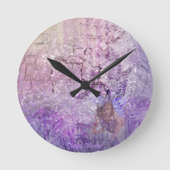 Reloj Redondo Mediano Lavender Fairy (Anverso)