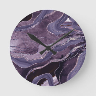 Reloj Redondo Mediano Lavender Mauve Agate Purpurina Glam #1