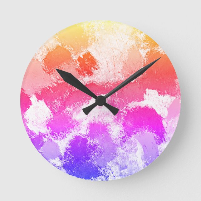 Reloj Redondo Mediano Lazos multicolores vivos y coloridos (Anverso)