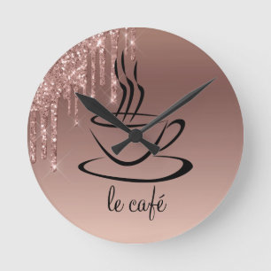 Reloj Redondo Mediano Le Cafe Cocina personalizada acrílica