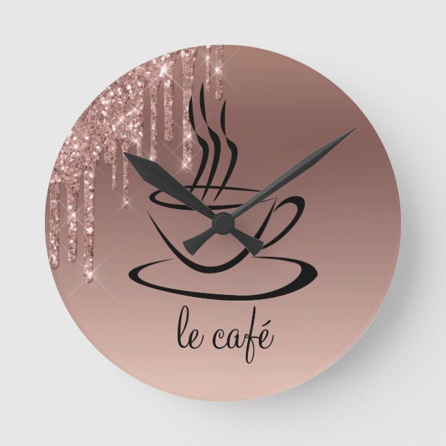 Reloj Redondo Mediano Le Cafe Cocina personalizada acrílica (Anverso)
