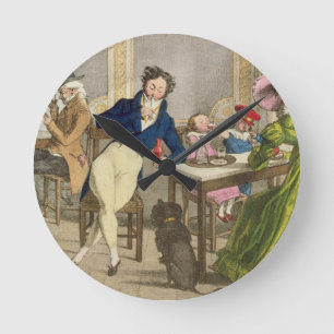 Reloj Redondo Mediano Le Cafe, pub. por Rodwell y Martin, 1820 (color