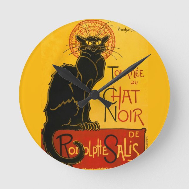 Reloj Redondo Mediano Le Chat Noir El Viento Art Nouveau Del Gato Negro (Anverso)