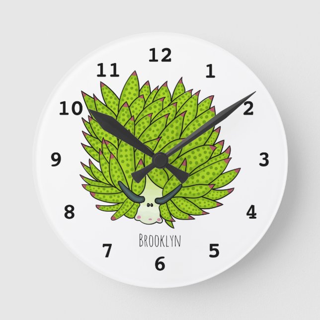 Reloj Redondo Mediano Leaf slug cartoon illustration (Anverso)
