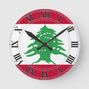 Reloj Redondo Mediano Lebanon Flag