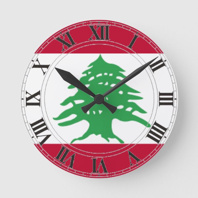 Reloj Redondo Mediano Lebanon Flag (Anverso)