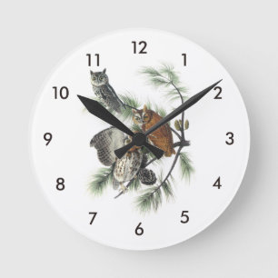 Reloj Redondo Mediano Lechuza de Grito Oriental por Audubon