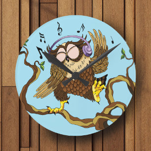 Reloj Redondo Mediano Lechuza de música