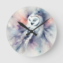 Lechuza nevada encantada en acuarela