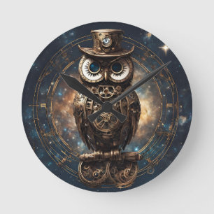 Reloj Redondo Mediano Lechuza Steampunk