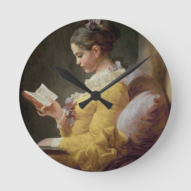 Reloj Redondo Mediano Lectura de la chica joven, c.1776 (Anverso)
