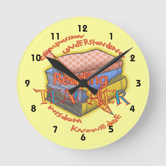 Reloj Redondo Mediano Leer Teacher Motto (Anverso)