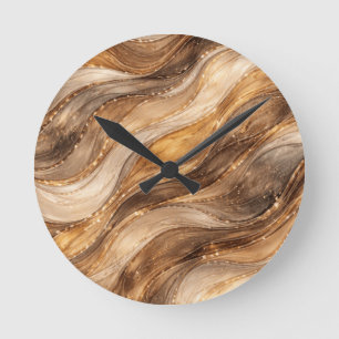 Reloj Redondo Mediano Leggings de Patrón Abstracto de Ondas de Cobre Dor