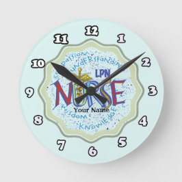 Reloj Redondo Mediano Lema de enfermera LPN