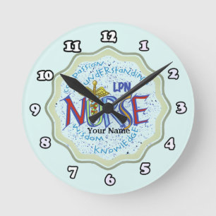 Reloj Redondo Mediano Lema de enfermera LPN