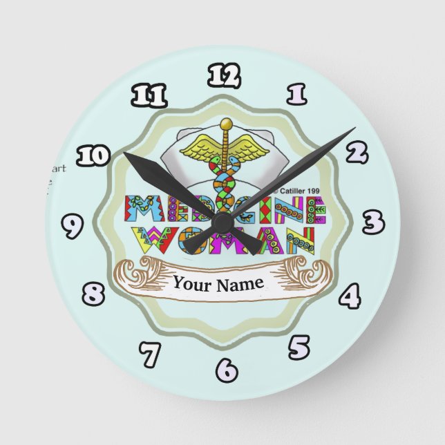 Reloj Redondo Mediano Lema de la enfermera escolar (Anverso)