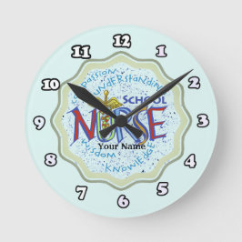 Reloj Redondo Mediano Lema de la Enfermera Escolar