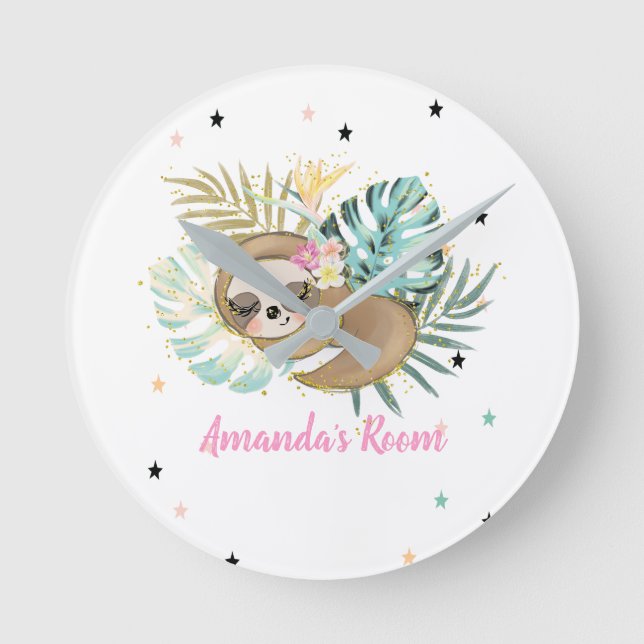 Reloj Redondo Mediano Lema para dormir, estrellas, princesa  (Anverso)