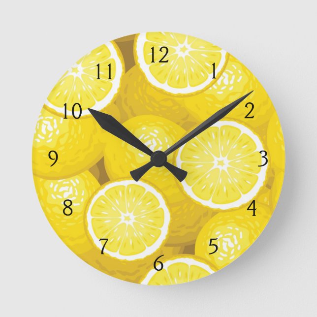 Reloj Redondo Mediano Lemon Pattern 2 (Anverso)