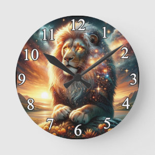 Reloj Redondo Mediano León Fuerza Astrología Galaxia Espacio Cósmico Leo