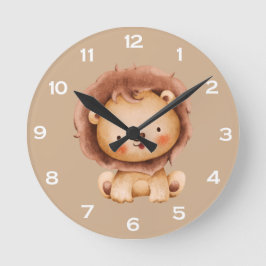 Reloj Redondo Mediano León marrón lindo 